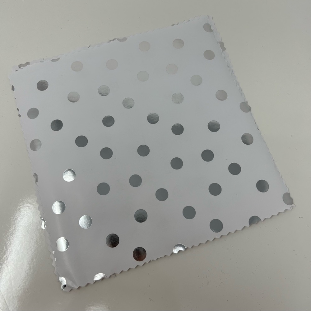 White with Silver Foil Polka Dots Flat Gift Wrap Sheets